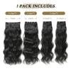 22Inch Black Synthetic Hairpieces 4pcs Long Wavy Hair Pieces 11 Clips in Hair Extension Natural Looking Heat Resistant for Women
