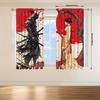 2 Panels Japanese Samurai & Geisha Cherry Blossom Semi-Blackout Curtains - Modern Woven Polyester, Rod Pocket, Thermal Insulated