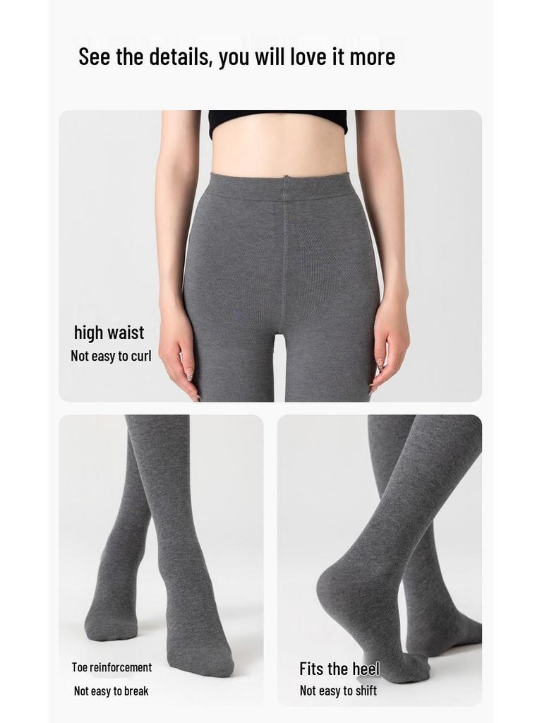 Damen Shaping Leggings für große Frauen - Herbst/Winter, Unifarben, Warme Baumwolle, Strumpfhose mit Fuß