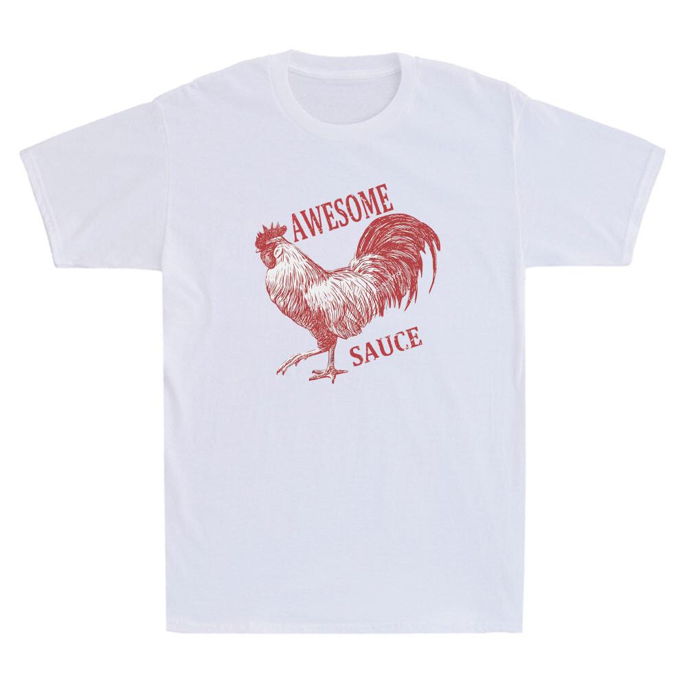 Awesome Sauce With Picture Rooster Funny Chicken Graphic Retro Men039;s T-Shirt Unisex T-Shirt L