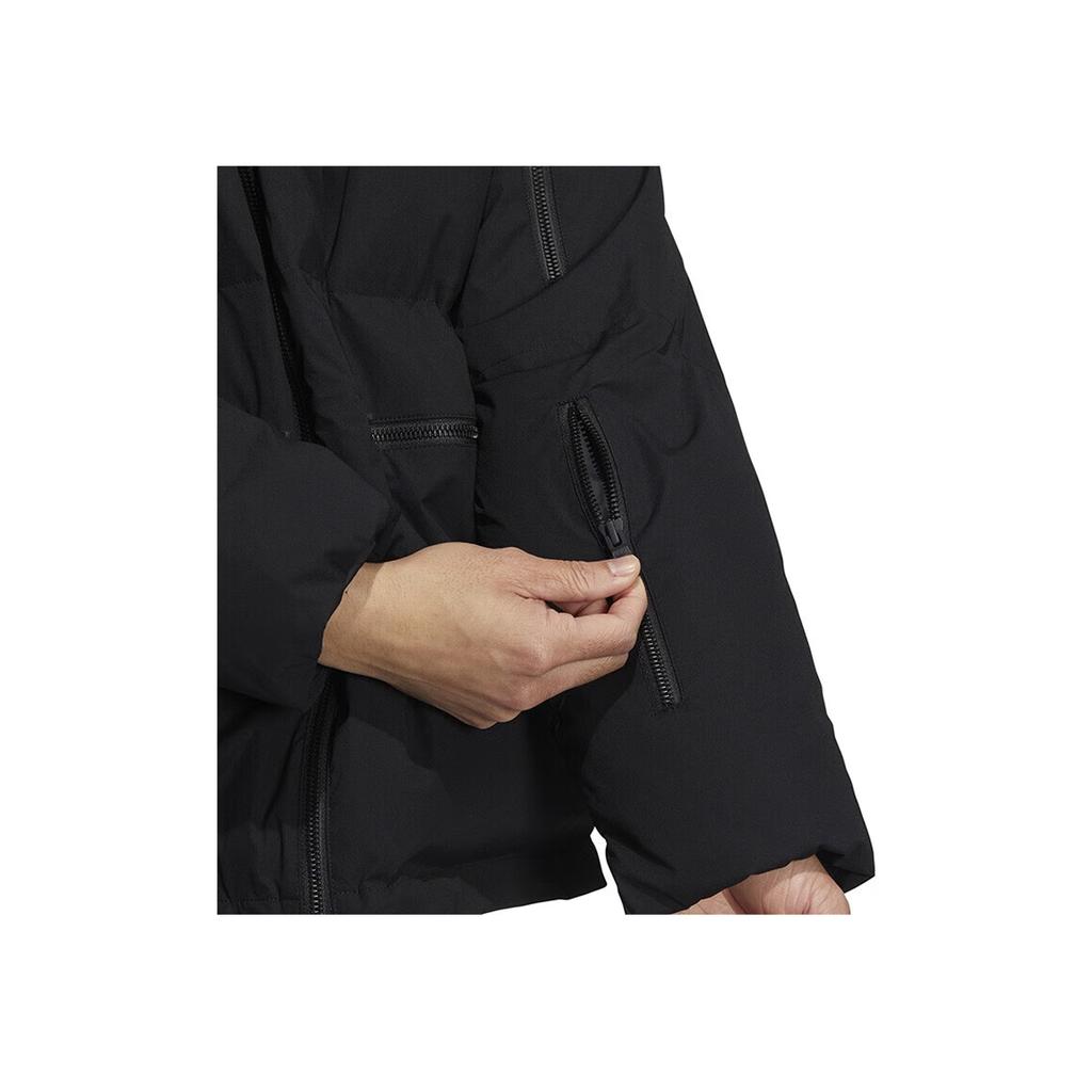 Adidas Originals Trefoil Premium Down Embroidered Logo Zip Collar Goose Down Jacket Men Outerwear Black HS7280