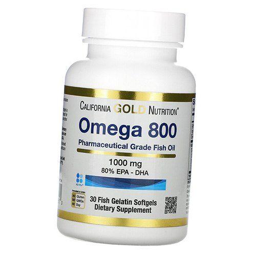 

Рыбий Жир фармацевтического качества, Omega 800 Pharmaceutical Grade Fish Oil, California Gold Nutrition (67427002) 30softgels