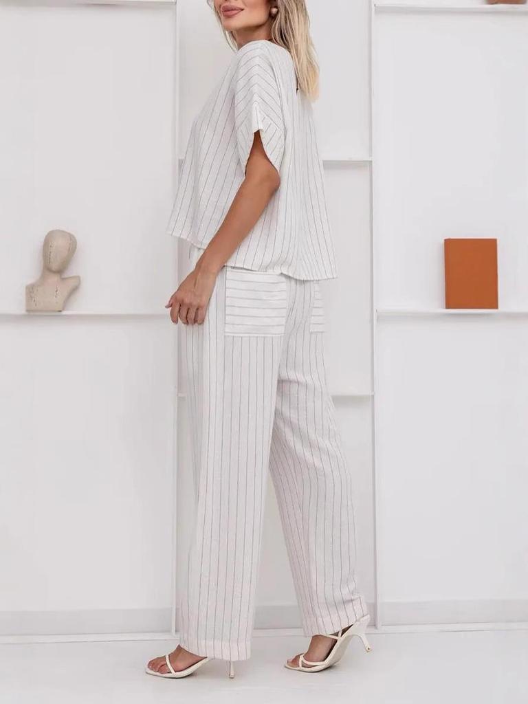 2025 Damrandig Retro Casual Sommar Tvådelad Set