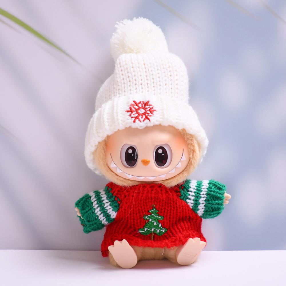 

Одежда для кукол Лабубу: Одна треть детского рождественского плаща с оленем и снеговиком, новогодний наряд для вечеринки, чтобы сидеть. Suitable for 1st, 2nd, 3rd generation charms