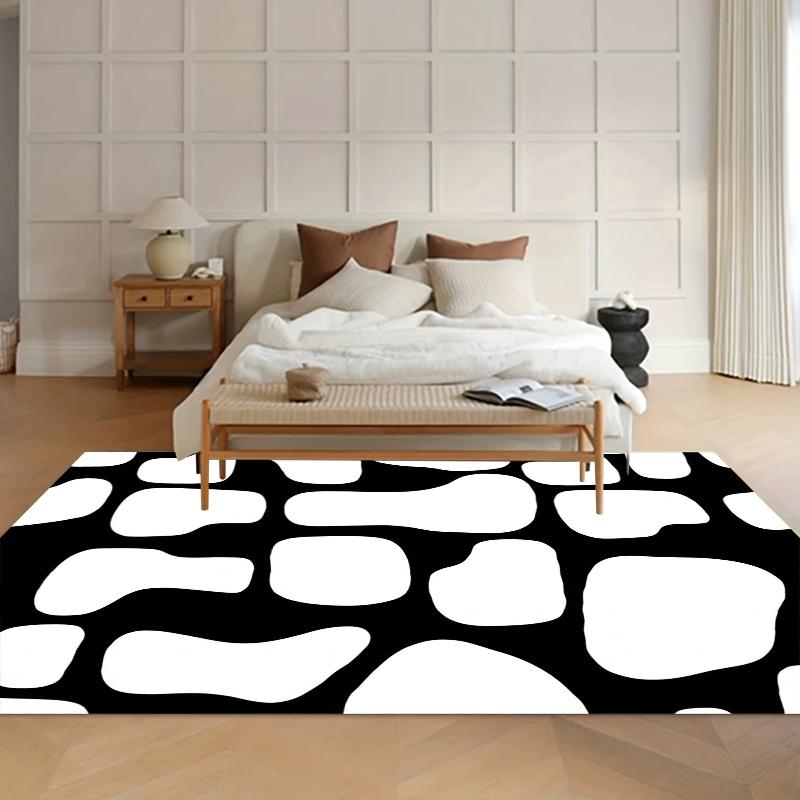 Chic Area Rug Soft Non Slip Thick Floor Mat Minimalist Black Design for Living Room Bedroom Kitchen Rugs for Bedroom Rug