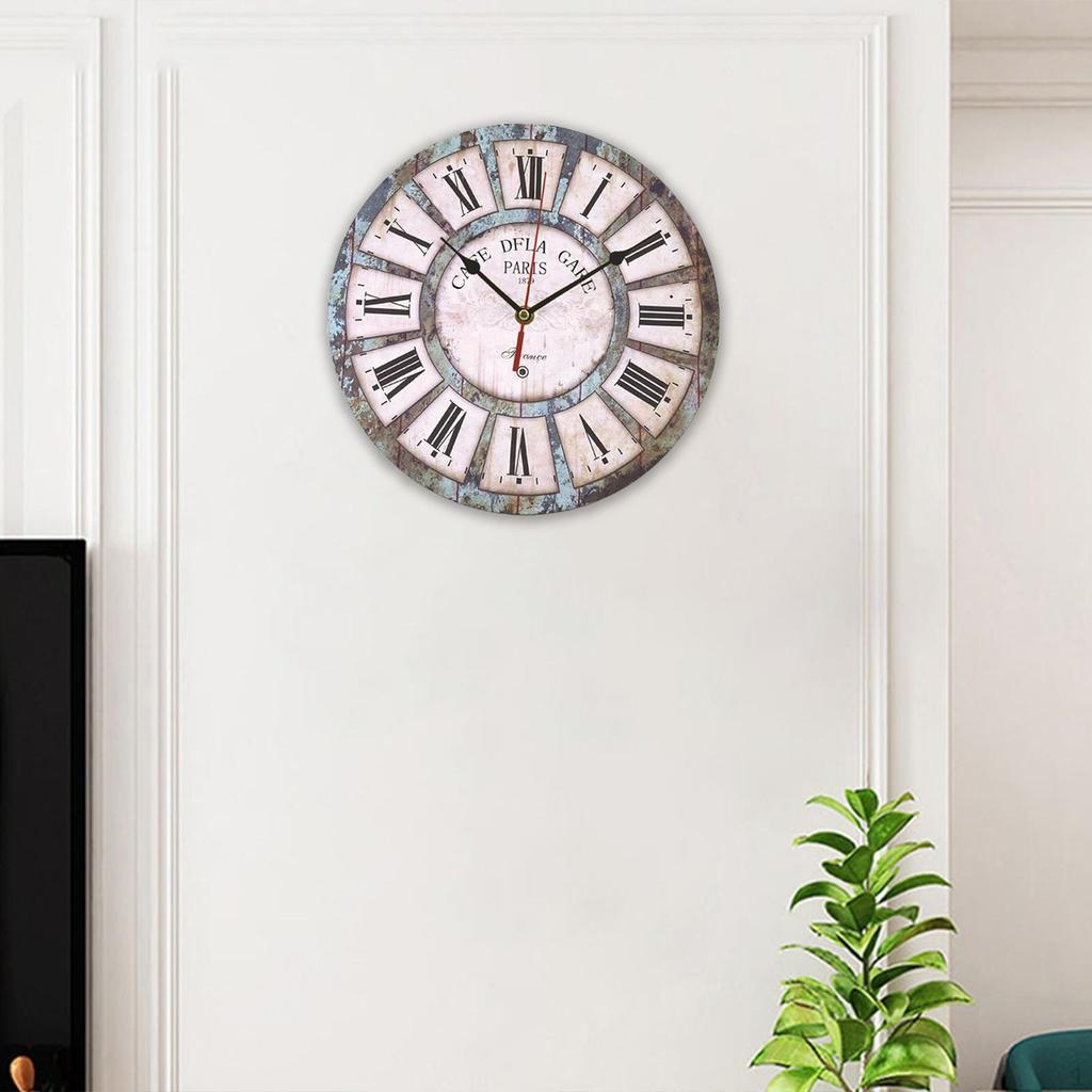 Style Wooden Wall Clock ,Non Ticking ,Large ,12" Clocks for Bedroom, Living Room ,Kitchen,