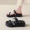 CRLAYDK Sandals for Women Platform Shoes Summer Comfortable Dressy Ladies Strap Rhinestone Slides Leather Beach Casual Slippers