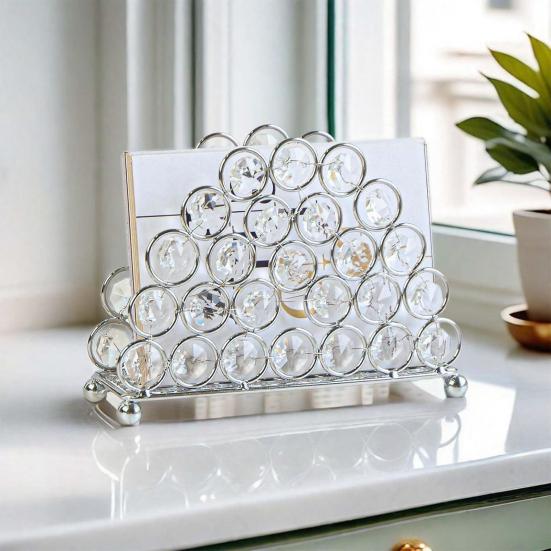 Yousheng Crystal Napkin Holder, Stable Vertical Storage Napkin Stand, with Anti-Slip Feet, Durable Rust-Proof Tissue Dispenser for Home And