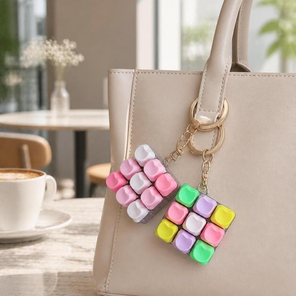 Stress Relief Fidget Button Keychain Pendant Bag Key Decor Unique Fidget Clicker Toy Sensory Play