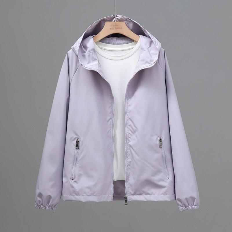 Spring and Autumn Jacket Women's Short Casual Jacket Loose Large Size Hooded Top Thin Jacket