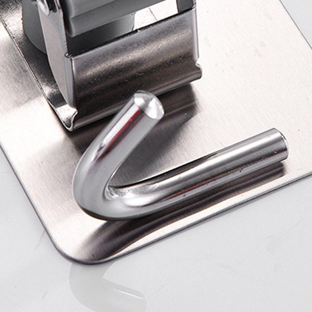 Stainless Steel Storage Wall Hanging Mop Hook Hanger Punch-Free Bathroom Mop Clip Strong Adhesive Hook