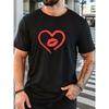 Herren Weißes T-Shirt mit Roten Lippen Herz Aufdruck - Sommerlich Lässig Rundhals Kurzarm T-Shirt, Kühnes Rotes Lippen Design, Bequeme Freizeitkleidung