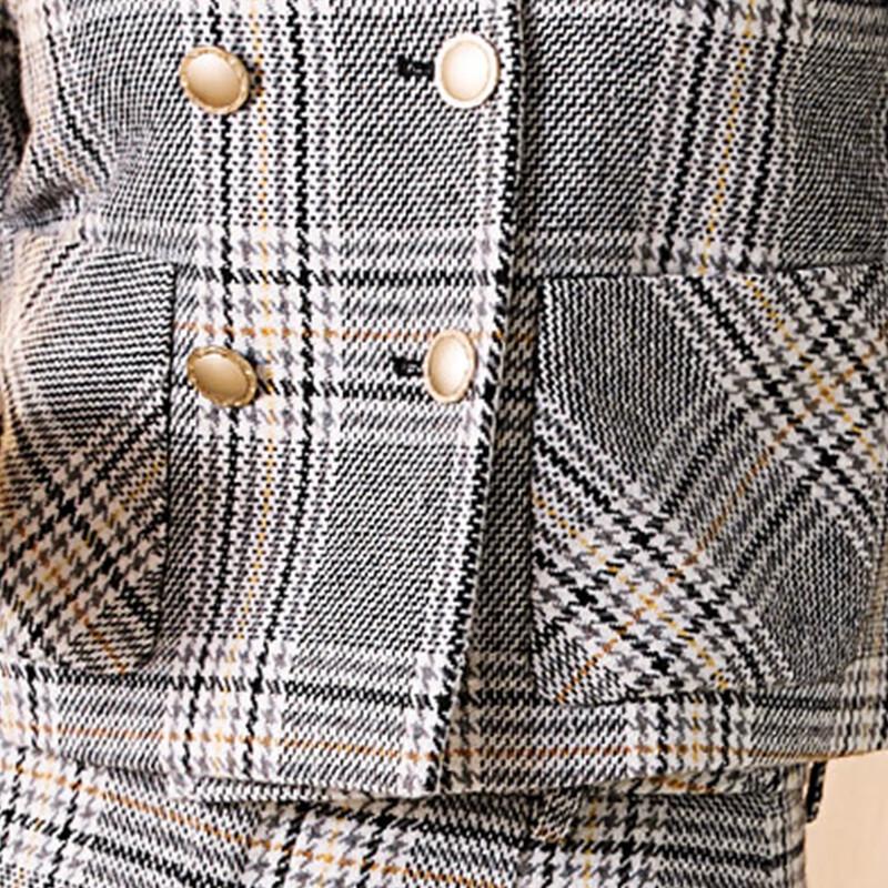 KAVON 2025 Fall/Winter British Style Plaid Double-Breasted Jacket