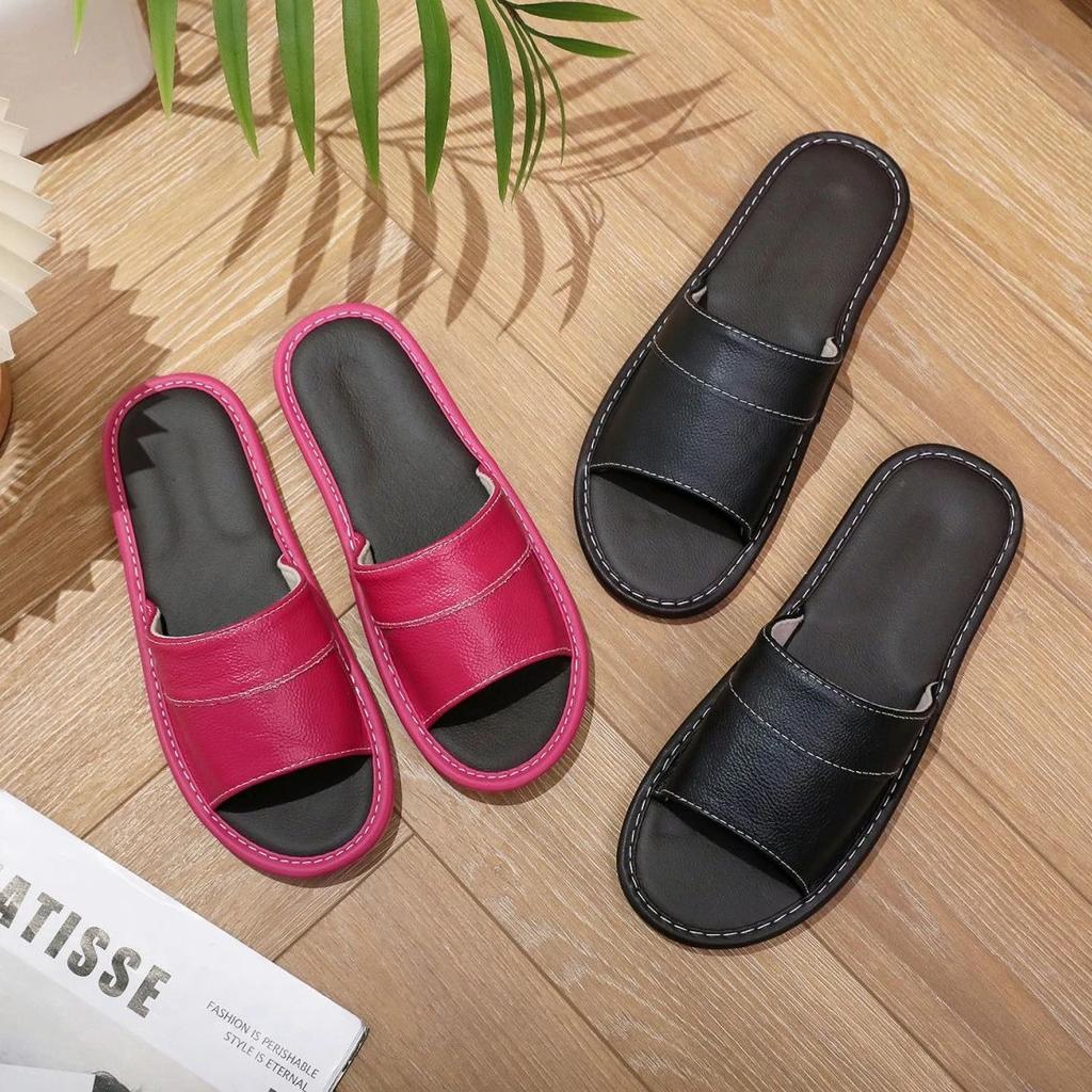 Fashion Walk Around Home Slippers for Men House Indoor Genuine Leathe Soft Shoes Sabot Fun Low Price Summer Sale Adult Y2k Sandals Man
