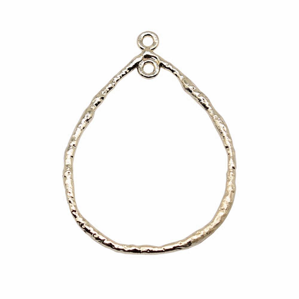 Irregular Oval Frame Connectors Moon Hammered Texture Links For Earring Making