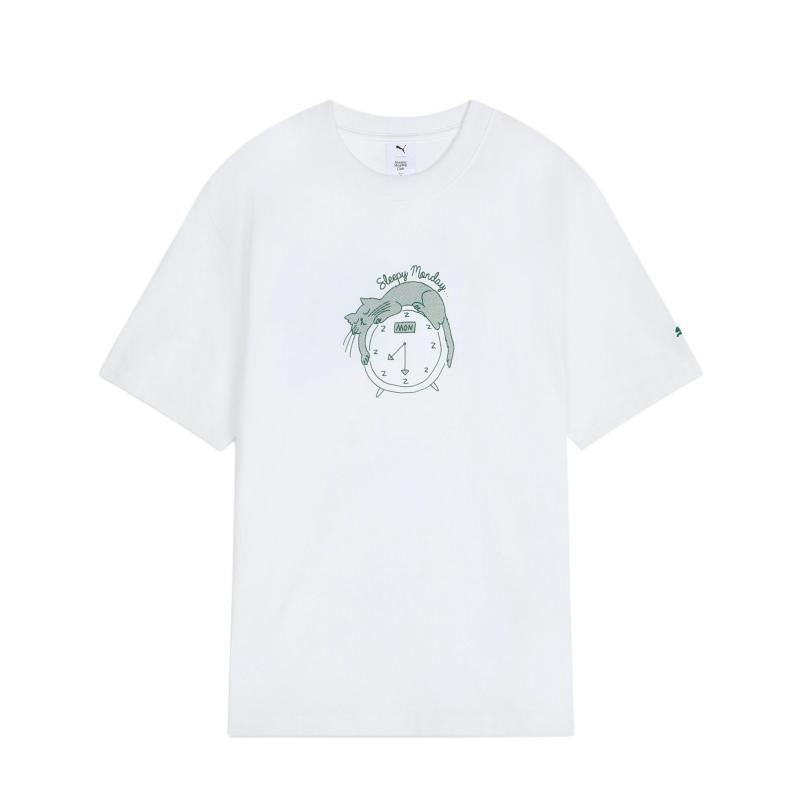 Puma Soft Letter Loose Round Neck Pullover Short Sleeve T-Shirt Unisex Tops 638987-02 S
