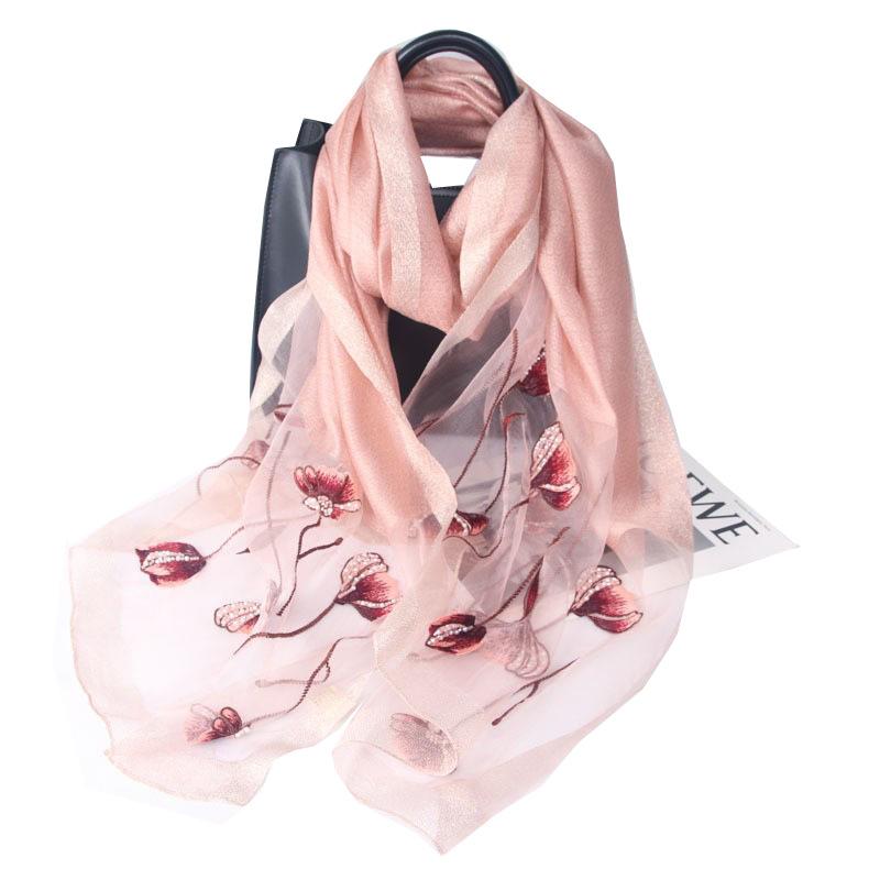 Embroidery Embroidery Handmade Embroidery Silk Wool Silk Scarf Women'S Spring And Autumn Versatile Solid Color Scarf Fashion Shawl Shawl