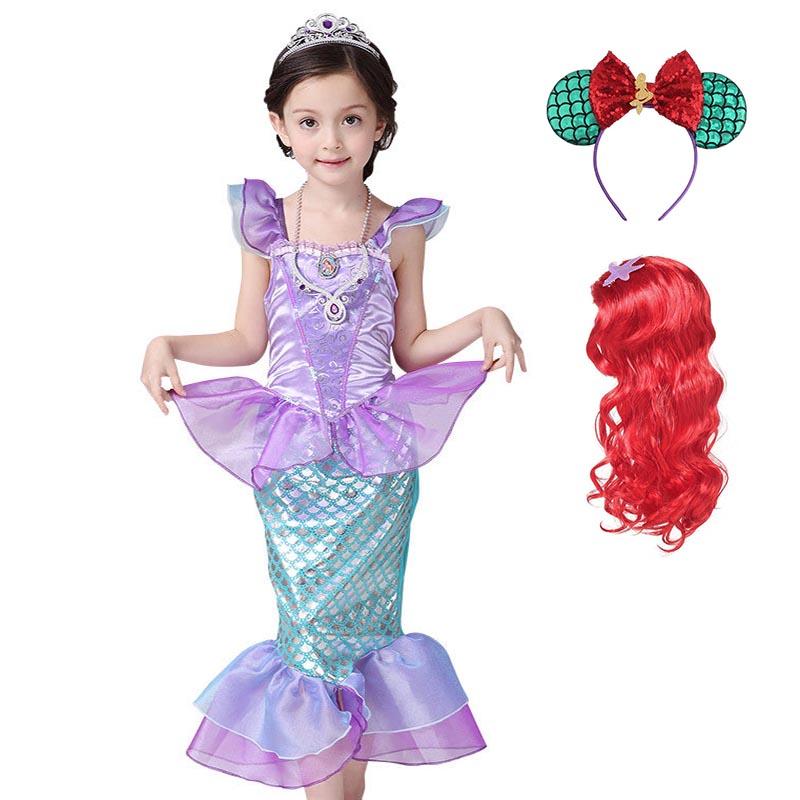 Ariel Prinses Kostuums Cosplay Jurk voor Kinderen Meisjes Zeemeermin Jurk Meisjes Zomer Casual Halloween Verjaardagsfeest Verkleden