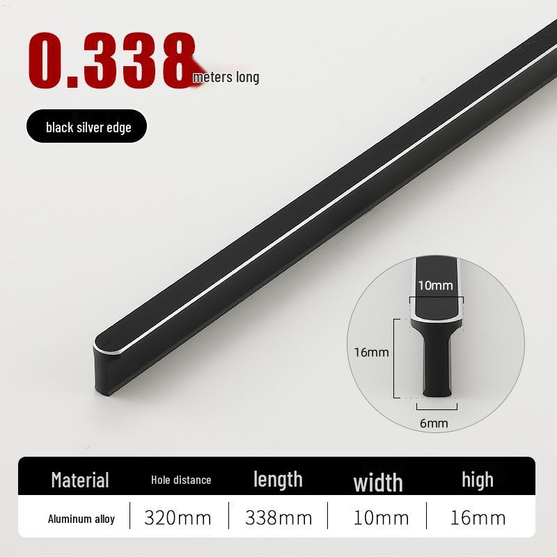 Round T-Type Black Wardrobe Door Handle with Gray, Gold, and Silver Edges