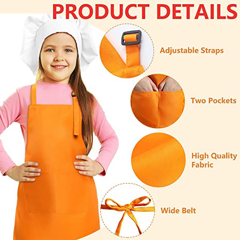 Minimalist Parent-Child Baking Apron Set with Chef Hat and Logo Print