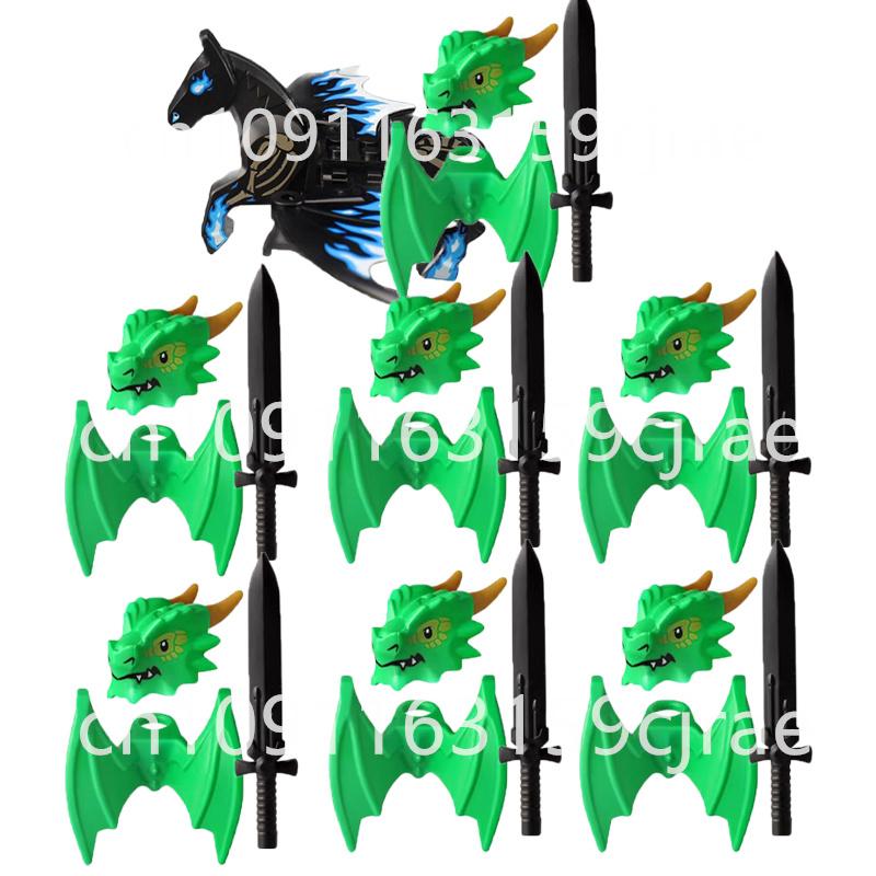 Kompatybilne MOC Średniowieczne Klocki Budowlane Postacie Żołnierze Smoczy Rycerze Czarny Lew Orzeł Zabawka Prezent Klocki Rolnik Żołnierz X048