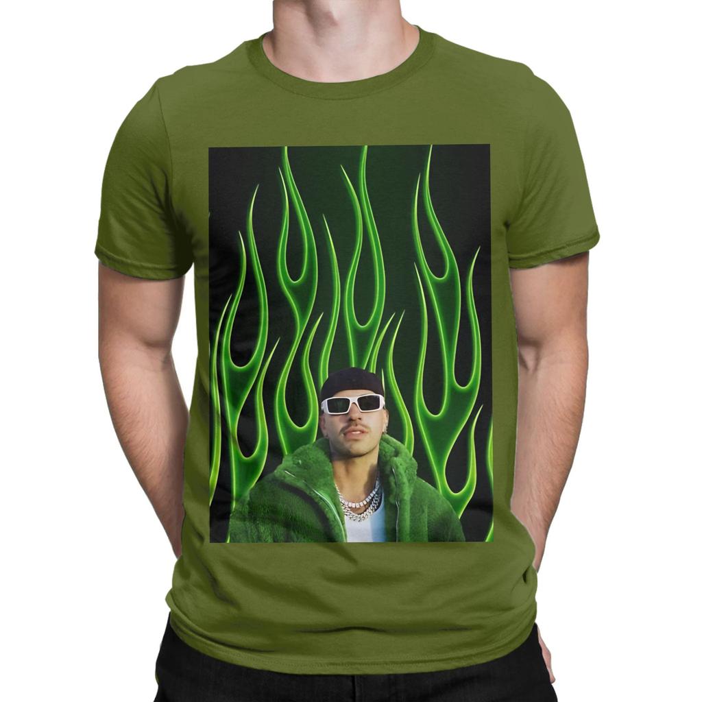 Feid Neon Green Flames Urban Latin Aesthetic Design Funny 100 Cotton TShirt Feid Tees Tops For Unisex
