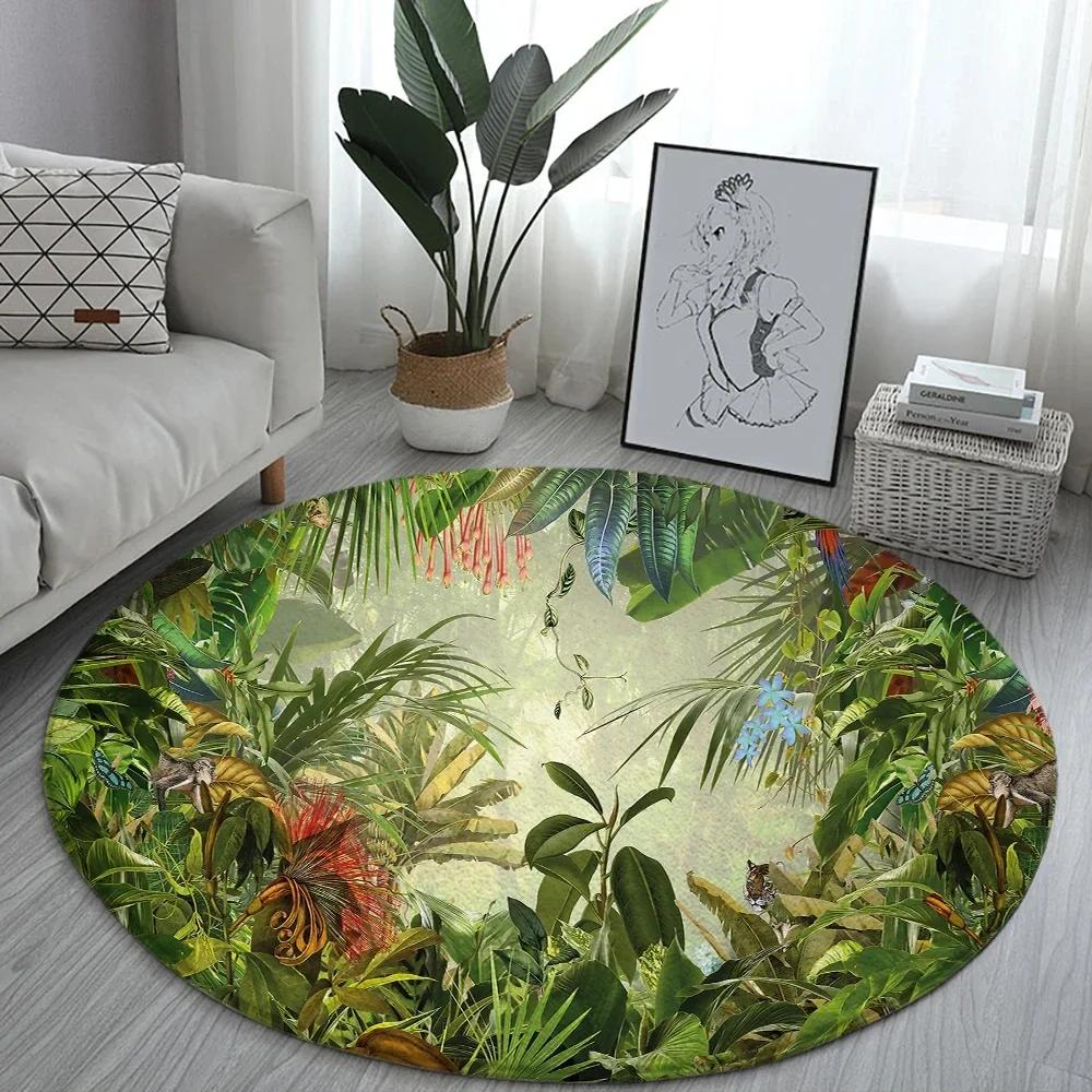 Lotus Landscape Painting Round Carpet Chair Sofa Carpets Home Living Room Bedroom Bathroom Floor Mat Printed Home Decorations