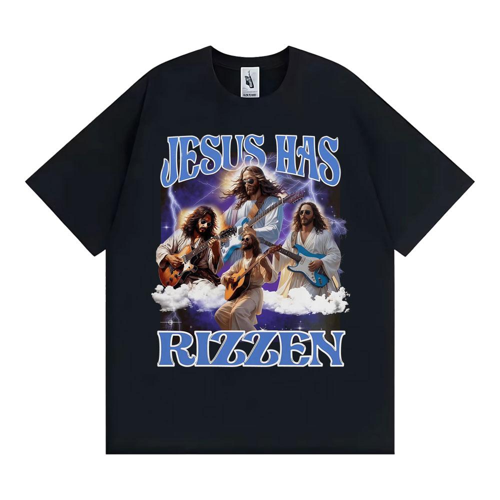 

Funny Jesus Has Rizzen Vintage 90s Graphic T Shirts Unisex Fashion Hip Hop Short Sleeve Tshirt Cotton Cozy Oversized T Shirt S