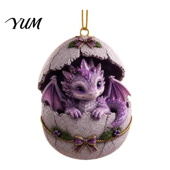 Christmas Tree Hanging Decoration Baby Dragon And Egg Ornament, 2D Flat Acrylic Creative Decor Decoration, Fantasy Pendant for Xmas Tree, Home