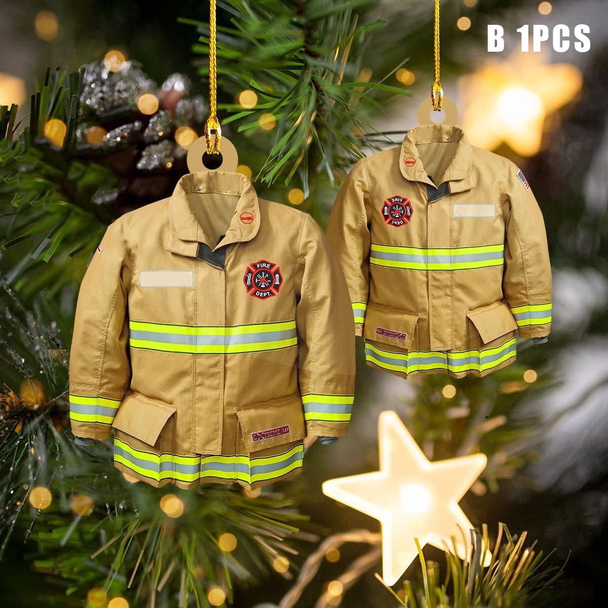 

Decorated Firefighter Fireman Pendant Custom Ring Star Wooden Ornament Country Christmas Ornament Home Ornament Souvenir 2026 1pcs