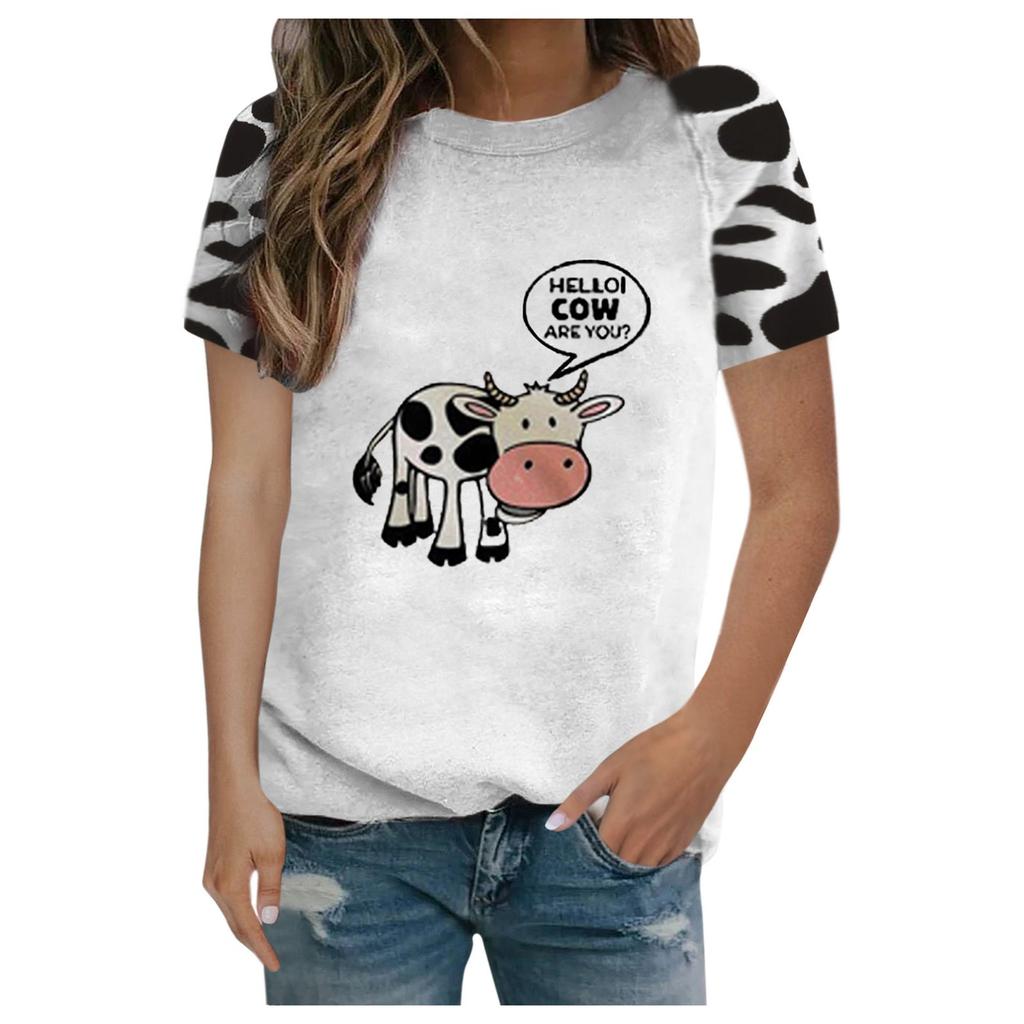 Buy [Annaa]Women Cow Spots Print Round 