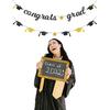Congrats Grad Glitter Banner 2025 Graduation Congratulations Party Decorations Black Gold