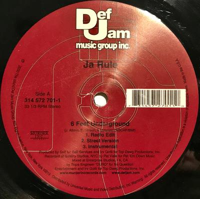 12inch Record JA RULE - 6 Feet Underground 3145727011 Def Jam Music G 2000 US Rap & Hip-Hop/R&B Used