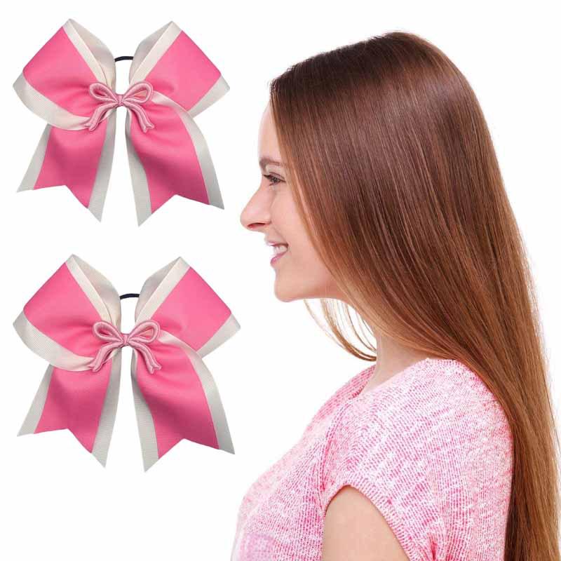Pink Double-Layer Bow Hair Tie for Children - European and American Style