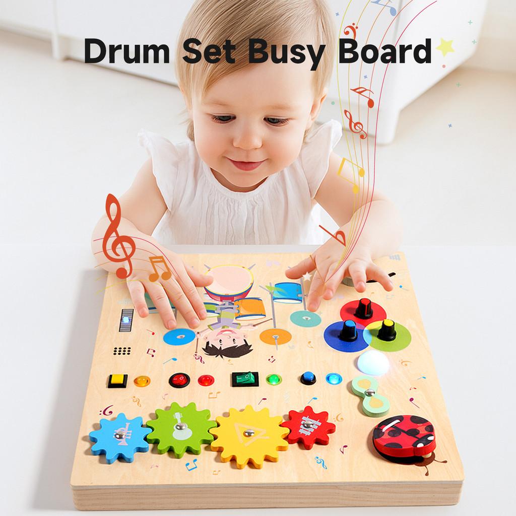 Learning Wooden Early Toy With Touching Drum And Lightup Features Children For