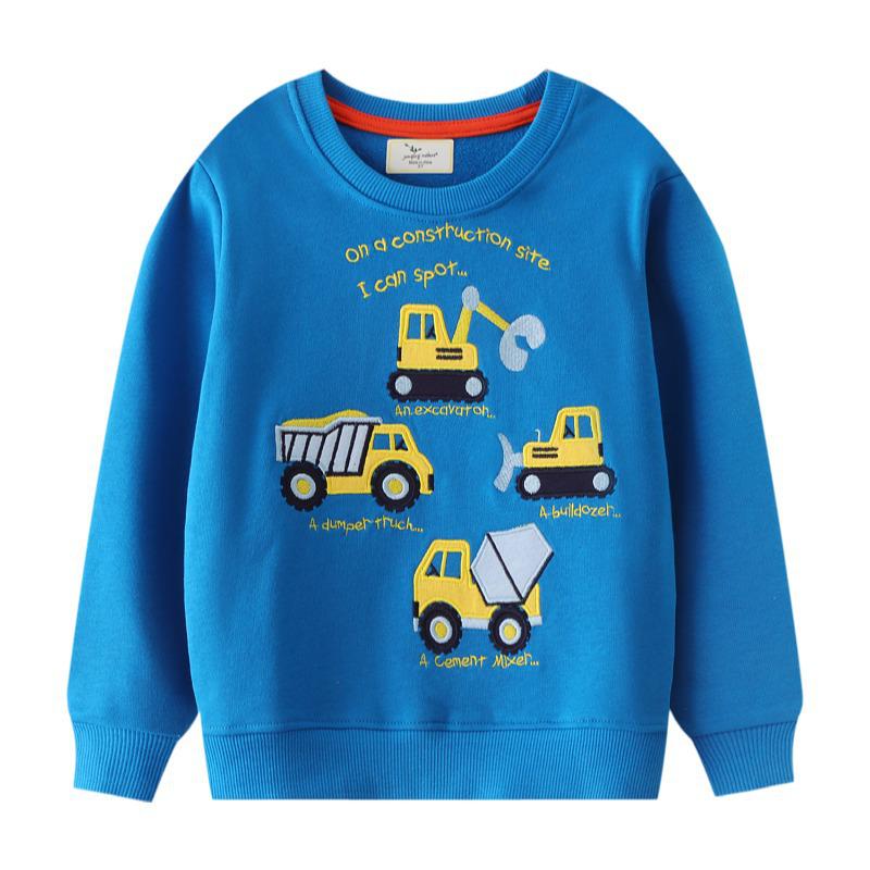 Kinder Cartoon Auto Bestickter Pullover Hoodie für Jungen & Mädchen - Frühling/Herbst 2026 Kollektion