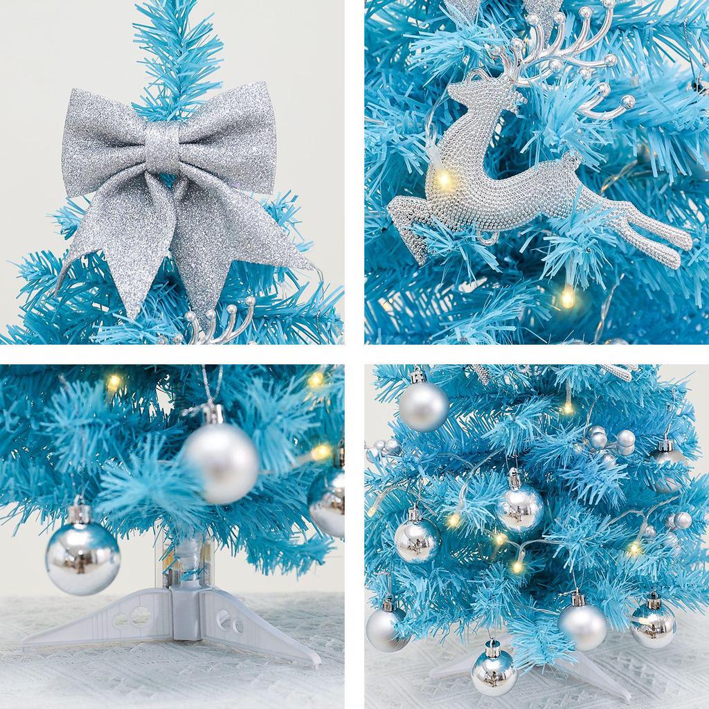 New Style 45cm Blue Mini Christmas Tree with Luminous Decorations for Desktop