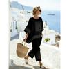 One wholesale, European and American style suit, summer loose round neck bat sleeve top, casual wide-leg pants two-piece set