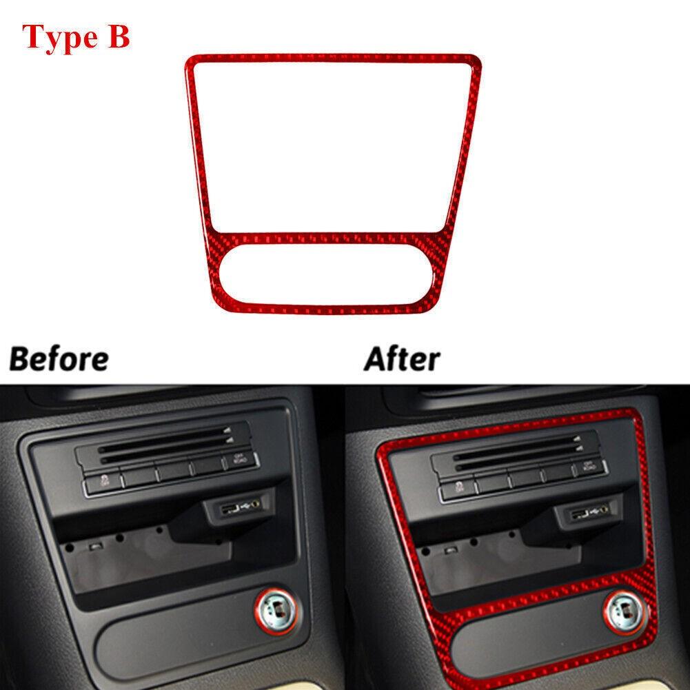 Red Carbon Fiber Central Surround Frame Trim For Volkswagen Tiguan 2013-2017