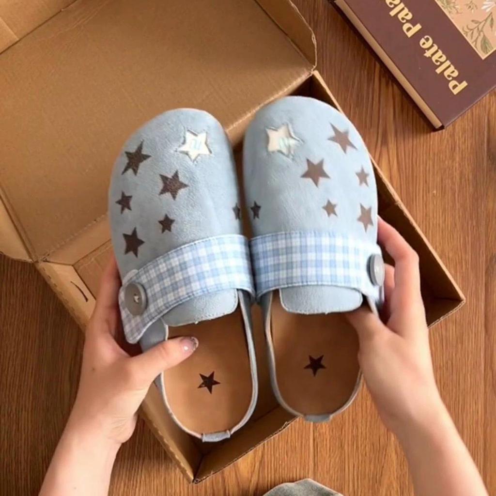 Birkenstocks Women'S Summer Outer Wear One-Pedal Flat Shoes Inner Heightening Bag Head Half Slippers Single Shoes