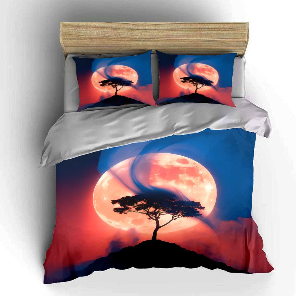 Moonlight Tree Art Prints Set Soft Comfortable Duvet Cover Bedding Set Included 1*Duvet Cover & 2*Pillowcases, Gift