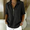 Damen Oberteile Revers Reißverschluss Halbe Knopfleiste Kurzarm Pullover Oberteile Normale Passform Einfarbige Freizeitbluse Partys Urlaube Tägliche Kleidung