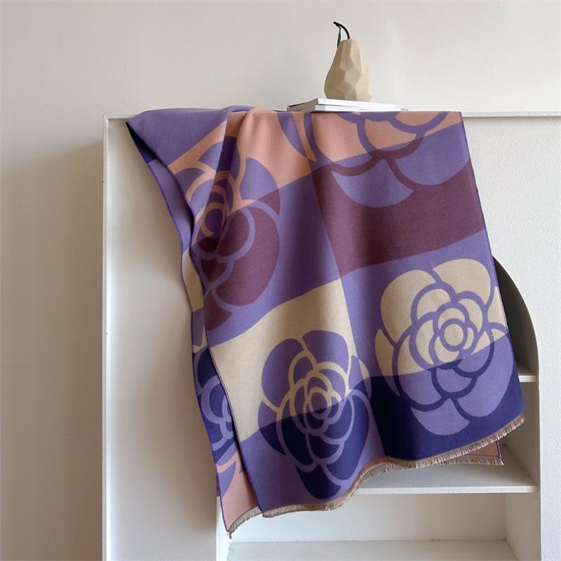 Camellia cashmere scarf women's winter senior sense versatile thickened warm scarf air conditioner shawl