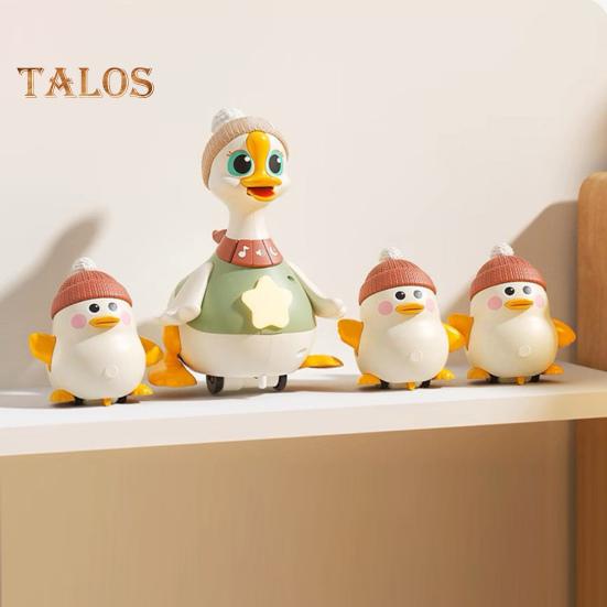 Bauchlage Gans Familie Spielzeug Laufende Mutter Baby Gans Spielzeug mit Musik Licht Pädagogisches Elektrisches Leuchtendes Schwingen Krabbelndes Enten Spielzeug Kleinkinder Junge Mädchen