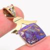 Natural Copper Purple Turquoise 925 Sterling Silver Two Tone Pendant 1.50'' j3d37