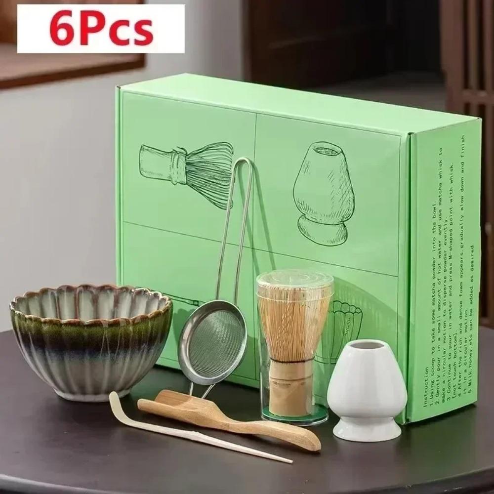 4Pcs 7 Pcs/set Japanese Matcha Blender Set Bamboo Whisk Matcha Brush Teaspoon Kiln Tea Set Beverage Shop Tea-Making Tools
