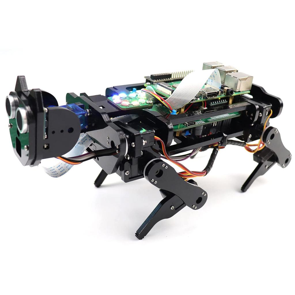 Freenove Robot Dog Kit for Raspberry Pi 5 4 B 3 Zero 2 Face Ball Ultrasonic App Servo Pi Not B+ W, Walking, Self-Balance, Recognition, Tracking,