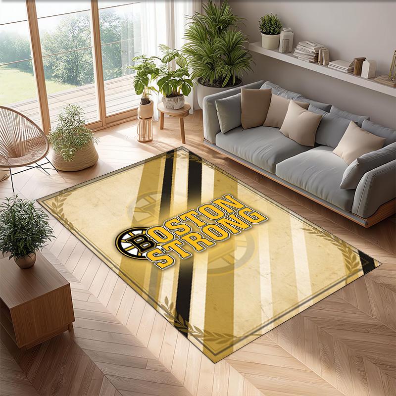 Tappeto in Velluto di Cristallo Boston Bruins Morbido Anti?Tappetino Antiscivolo Comodo per Casa Soggiorno Camera da Letto Tappeto Decorativo