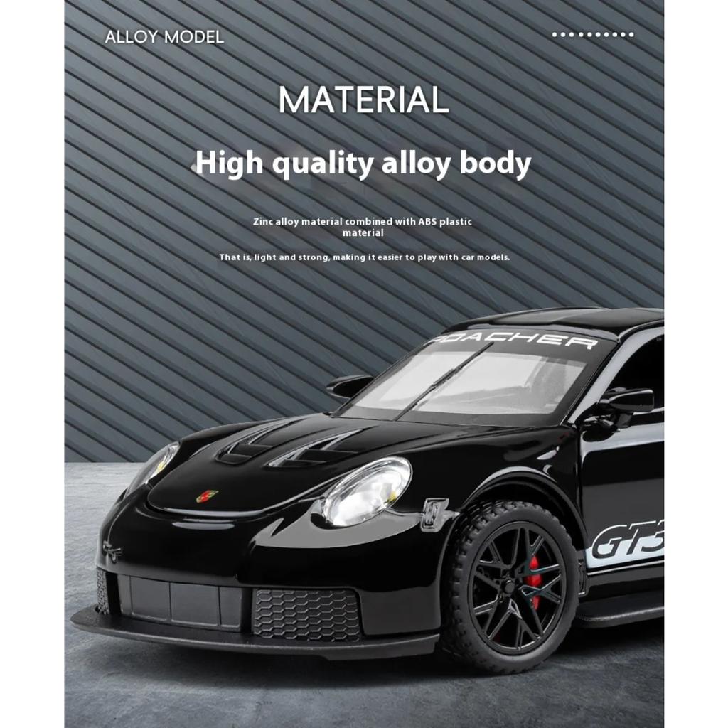 Porsche GT3 RS Legierungsauto Modell im Maßstab 1/32 mit Retro-Rückziehfunktion, Traumspielzeug für Rennsportbegeisterte, perfekt für Kinder & Sammler