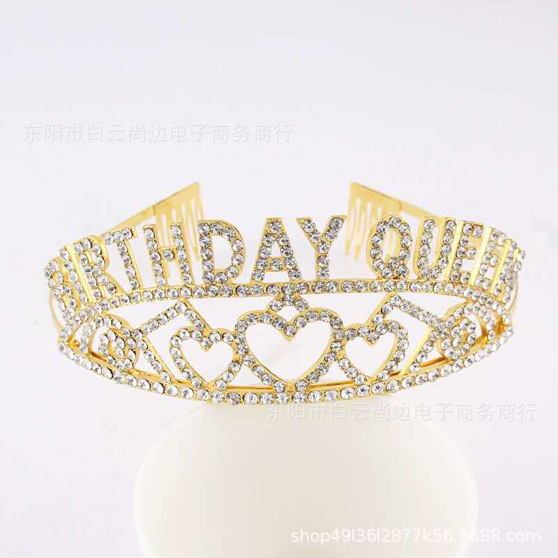 Drahokamenná narozeninová královna dívka Královna princezna, Love Birthday Crown popruh přes rameno